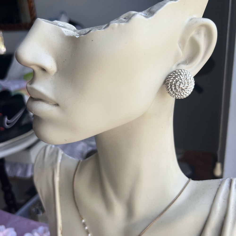 Givenchy Silver Rose Stud Earrings - image 1